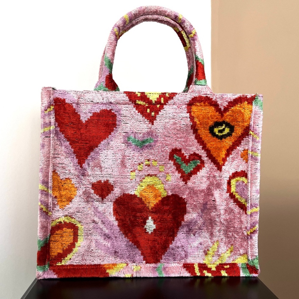 Handmade Ikat Velvet Tote